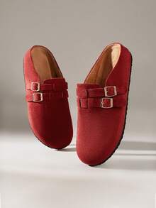 Solecia Women's Flat-Soled Shoes, Half A Pack Of Slippers, Comfortable And Casual. - Burgundy - View 6