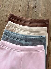 SHEIN 4件套女童可爱针织心形图案打底裤套装，秋冬百搭，适合居家、户外、学校、日常休闲