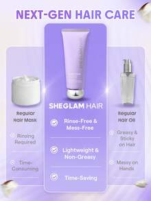 SHEGLAM HAIR On The Glow 1 分鐘煥活滋養護髮霜-70g，保濕免沖洗護髮素，免沖洗護髮霜，72 小時防毛躁，深層滋養，多重功效保護，適用於需要密集護理的嚴重受損或毛躁秀發 生日 禮物 粉紅色的 氛圍 化妝品 派對 海灘 旅行 露營 學校 校園 節慶 玫瑰 展示 女孩 魅力 最好的 婦女節 愛自己 春天 護髮 - 淡紫色 - 查看 10