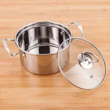 Stainless Steel Soup Pot, Single Serve Hot Pot For Cooking Soup, Noodles, Porridge, Suitable For Induction Cooktop, Gas Stove, Electric Ceramic Stove, Home, Fast Food, Restaurant, Canteen, Picnic - Silver - View 7