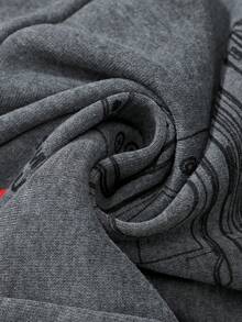 ROMWE MEN Men's Casual Cross Anime Cartoon Graphic Drawstring Waist Sweatpants - Dark Grey - View 7