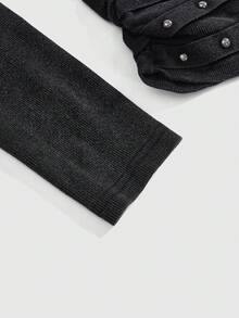 ROMWE Grunge Punk Áo thun Kpop đính đá đính đinh tán đính đá phong cách lễ hội âm nhạc - màu đen - Xem 4