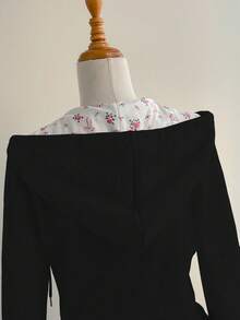 Elamini 女士灰色碎花连帽拉链运动衫，带口袋，休闲简约百搭舒适套头衫，适合户外、运动、家居服和日常穿着 - 黑色 - 查看 6