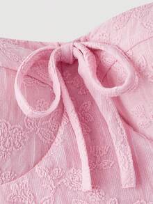 SHEIN MOD Ensemble 2 pièces pour femmes composé d'un Top à manches évasées volantées de couleur unie et d'une robe à bretelles spaghetti - Rose bonbon - Voir 8