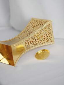 Laser Cut Iron Incense Burner Arabic Style Home Decor Fragrance Diffuser Safety Base Living Room Centerpiece Adult Use Elegant Display Holder Natural Aromatherapy - Gold - View 4