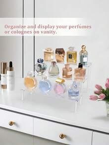 1 Pc Transparent Acrylic Display Stand Rack Shelf Organizer Multipurpose Clear For Perfume Cosmetics Makeup Home Decor Store Showcase Beauty Organizer Vanity Display Modern Storage Shop Retail Showcase Shelf - Multicolor - View 6