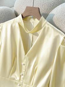 Lyxana Chemise ajustée à manches longues en popeline, élégante et polyvalente, nouvelle collection 2025 pour femmes - Nude - Voir 3