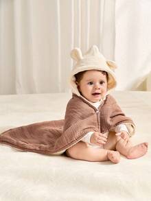 Cozy Pixies 1-Pack Of Thickened Multi-Functional Swaddle Blanket With Bear Ear Design, Can Be Used As A Baby Bath Towel; Soft And Skin-Friendly, Suitable For Bathroom And Stroller, Perfect Gift For Newborn Boys And Girls. - Multicolor - View 3