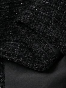 Dazy Plus Fashionable & Elegant Solid Black Thick Shiny Fitted Plus Size Women Shorts, Autumn/Winter - Black - View 8