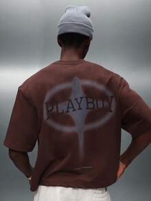 PLAYBOY X SUMWON Regular Fit Magazine Style Graphic T-Shirt With Bunny Logo Print - Brown - View 5