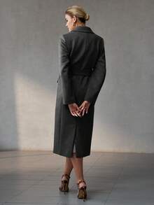 MOTF PREMIUM WOOL LAPEL COLLAR SINGLE BREASTED OVERCOAT - Grey - View 7