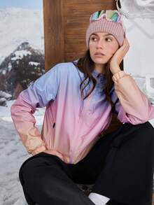 In My Nature Women's Ombre Color Zip-Up Hooded Outdoor Raincoat Jacket - Violet Purple - View 4