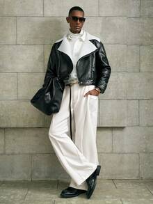 AKNOTIC Business Casual Herren modische Winter PU Thermofutter Reißverschluss Jacke, Weihnachten