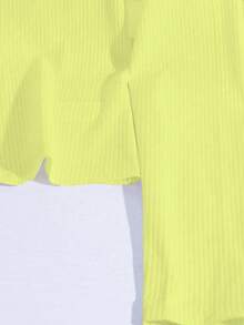 GlowEve Women's Fashionable Business Casual Solid Color T-Shirt - Light Yellow - View 5