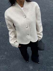 Siren Gaze Manteau court en laine ample à col montant, nouvelle arrivée pour femmes en automne/hiver