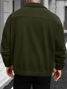 Manfinity Homme 男士秋冬季休闲纯色大衣 - 墨綠色 - 查看 2