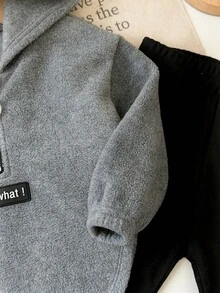 SHEIN Babygirl 可爱羊毛连帽衫和松紧腰裤套装，秋冬