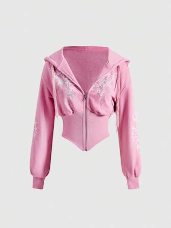 Grunge Punk Y2K Subculture Retro Fitted Leopard Print Hooded Sweatshirt For Women