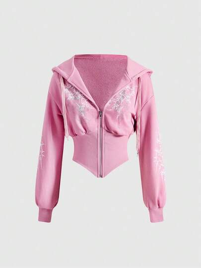 Grunge Punk Y2K Subculture Retro Fitted Leopard Print Hooded Sweatshirt For Women