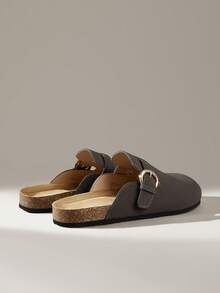 Solecia 女士时尚休闲毛绒搭扣平底鞋 - 深灰色 - 查看 5