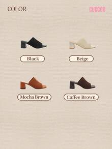 CUCCOO BASICS 女士方头休闲时尚高跟穆勒凉鞋 - 黑色 - 查看 12