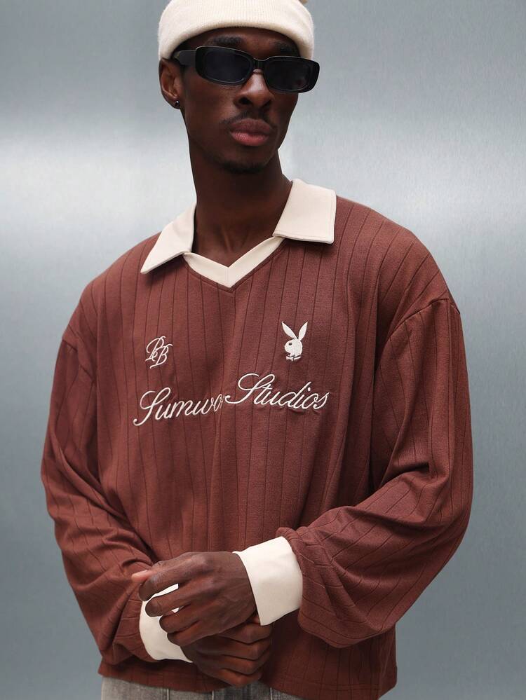 PLAYBOY X SUMWON Ribbed Collar Polo With Script Logo