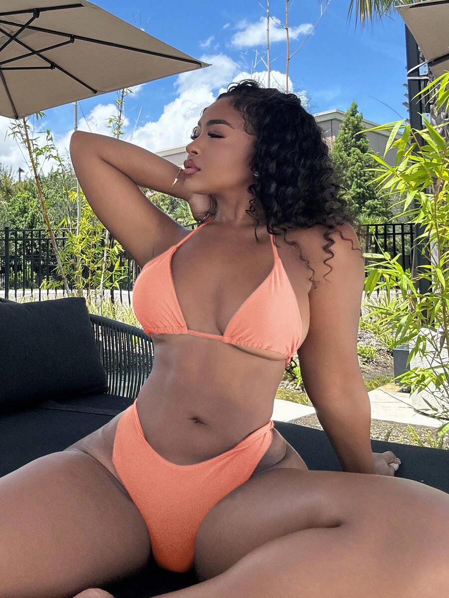 Alexandranx 女士沙滩装，简约时尚休闲日常泳装 - 珊瑚粉 - 查看 1