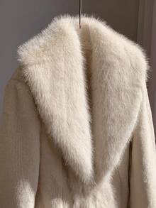 Comfortcana Women's Fashionable Elegant Beige Faux Fur Coat, Autumn/Winter Faux Fur Jacket - Beige - View 8