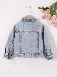 女婴牛仔外套，秋冬新品，浅蓝色牛仔布，复古风格，修身版型，舒适棉质牛仔面料，适合休闲外出、居家休闲、聚会等各种场合，2025秋季新品 - 淺色水洗藍 - 查看 2