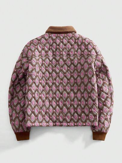 Street Life Men's Patchwork Pattern Long Sleeve Single-Breasted Casual Winter Jacket