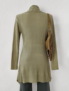 EMERY ROSE LanaWest Women's Solid Color Western Casual Cardigan Sweater - Khaki - View 2