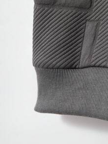 SHEIN Vacaura Tween Boy Letter Graphic Crew Neck Loose Casual Sweatshirt - Dark Grey - View 3