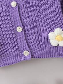 Chaqueta de punto con decoración floral casual para niña, otoño/invierno