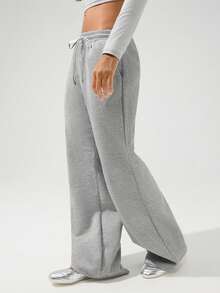 Fluxe بنطلون رياضي نسائي فضفاض بخصر مربوط وجيوب، ساق واسعة