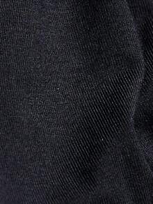 MYSTAURA Minimalist Design Fitted Halter Pearl Chain Long Sleeve Dress For Women - Black - View 6