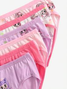 Sparklyn 6条装女童可爱粉色、紫色、紫红色兔子印花棉质内裤 - 彩色 - 查看 4