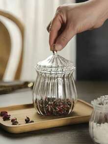 Madebyblanc 1 件欧式玻璃透明方形糖罐创意茶叶、咖啡豆、干果储存罐 - 彩色 - 查看 4