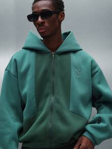 PLAYBOY X SUMWON sweat-shirt à capuche zippé court avec cordon de serrage et poche centrale pour un style casual de rue - Vert - Voir 5