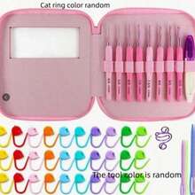 Juego de 9 a 99 ganchos de ganchillo con mango suave (colores aleatorios) - Rosa Pálido - Ver 15