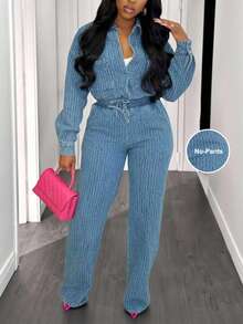 Slaydiva Women's Denim Jacket Long Sleeves Cropped Jacket Textured Fabric Light Blue Going Out Fashionable Double Pocket Drawstring Denim Jacket Y2K Jacket