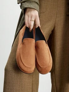 CUCCOO BIZCHIC New French British Style Low Heel Loafer Flat Casual Women Shoes - Brown - View 5