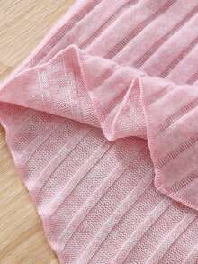 Young Girl Minimalist Cute Versatile Slouchy Turtleneck Bowknot Long Sleeve Top And Straight Leg Pants Set, Autumn/Winter - Baby Pink - View 9