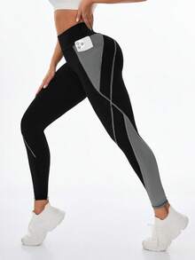 Easithlete Easithlete 女式高腰撞色口袋休闲健身紧身裤 - 彩色 - 查看 7