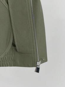 Ontre Women's Loose Short Jacket, Urban Chic, Commuting, Business Casual, Autumn/Winter - Army Green - View 10