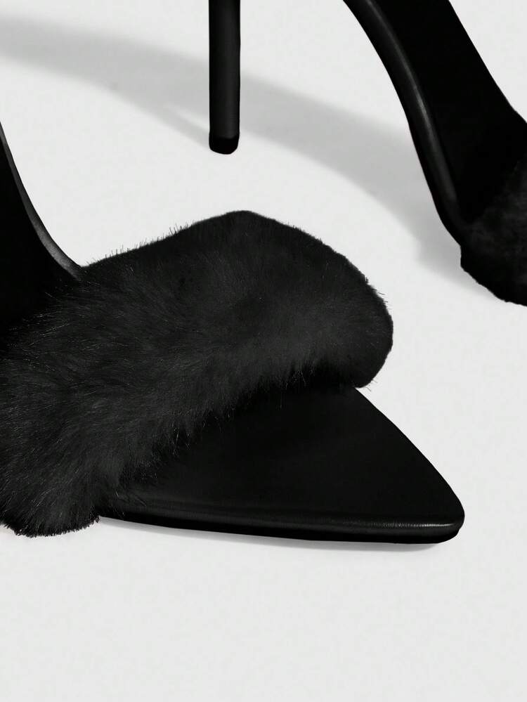 MISSGUIDED Sandales à talons hauts femme à bout pointu, talon fin, ornées de strass, avec une bride. Convient pour les banquets, les soirées et les sorties de nuit