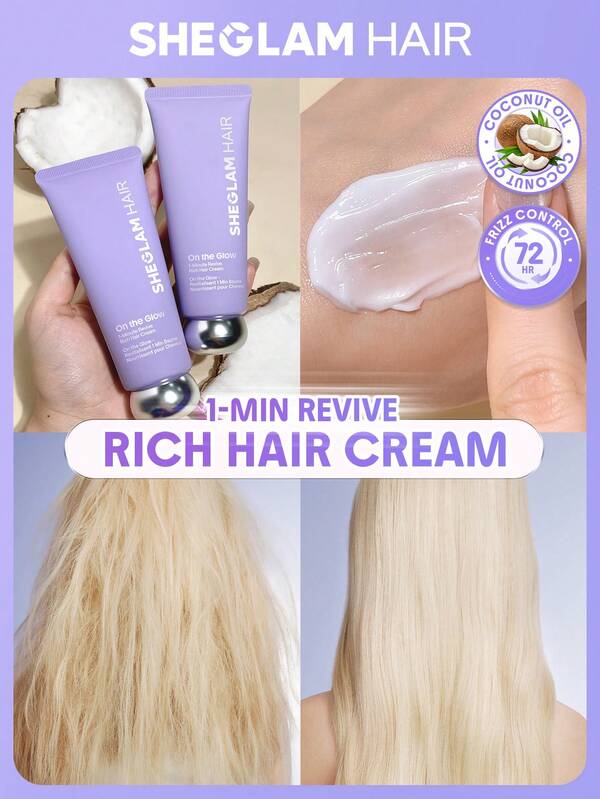 SHEGLAM HAIR Crema capilar revitalizante On The Glow 1-Minute Revive (70 g), acondicionador hidratante sin enjuague, crema sin enjuague, control del encrespamiento durante 72 horas, nutrición profunda, protección multiacción para cabello muy dañado o encrespado que necesita un cuidado intensivo. Graduación Cumpleaños Día festivo Summer Caer Autumn Y2K Elegante Moda Mujer Constituir Cosmético Fiesta Playa Viajar Cámping Al aire libre Escuela Campus Festivales Decoración Regalo Presente Rosa Chica Mejor Color Encanto Onda rosa Navidad Año Nuevo Día de Acción de Gracias Día de San Valentín