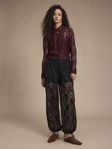 Florisole Women's Mandarin Collar Raglan Sleeve Lace Top And Pants 2 Pieces Set, Fashionable And Elegant Romantic - Multicolor - View 7