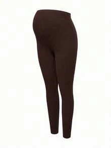 Modmama Pregnant Women's Solid Color Ribbed High Elasticity Casual Leggings - White - View 6