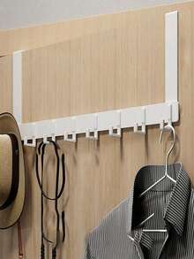 门后衣帽架挂钩，6/7/8钩壁挂式衣帽毛巾架，适用于门后厨房浴室，可悬挂外套、包包、背包、帽子等，门后挂钩毛巾架，适用于浴室、卧室、厨房，可作壁挂相框使用，自粘式壁钩，挂钩，壁钩，浴室，毛巾架，挂钩，壁钩，挂钩，壁钩，门后衣帽架 - 彩色 - 查看 6