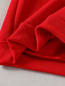 SHEIN Playful Pals 男童卫衣，红色圣诞可爱小鹿英文印花休闲抓绒卫衣，圣诞节，2025秋冬新品 - 紅色 - 查看 6